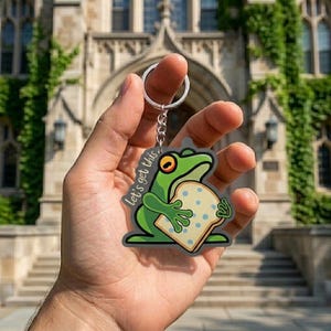 Funny Let's Get This Bread Frog Keychain - Cute Meme Keyring - Gag Gift