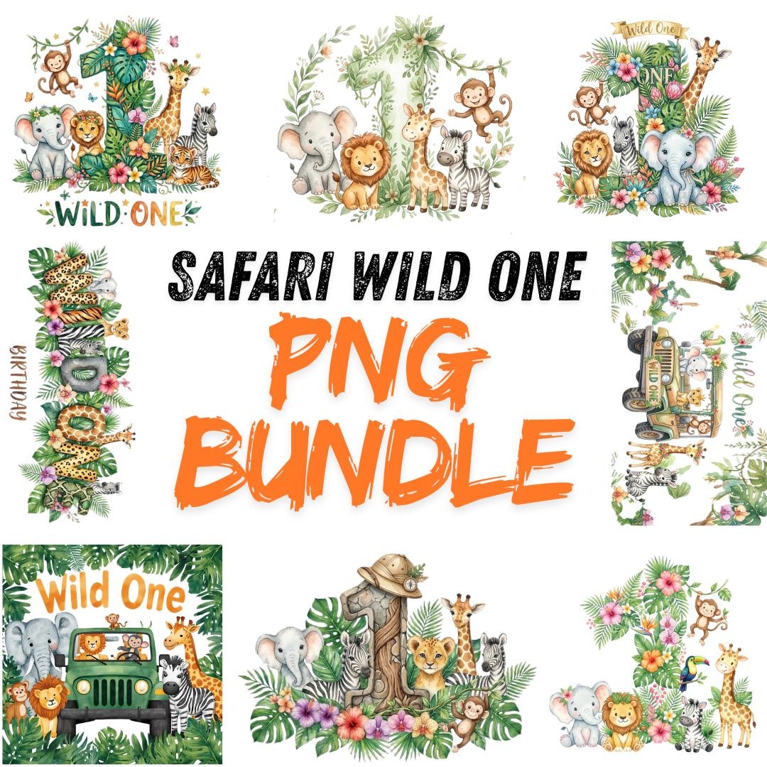 Wild One Safari PNG Bundle | Jungle Animals First Birthday Clipart ...