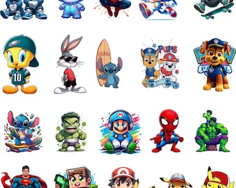 Cartoon PNG Bundle – Cute Cartoon Clipart, Colorful Characters, Sublimation PNG