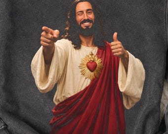 Jesus Thumbs Up Png, Funny Winking Jesus Pointing, Sacred Heart Jesus, Christian Shirt Design, Religious Sublimation Art