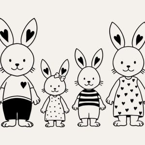 Rabbit Family Svg,Bunny Parents Baby Cricut Cut File Plotter Kids Craft Png Nursery Sticker Easter Animal Design DIY Decor Gift Wall T shirt
