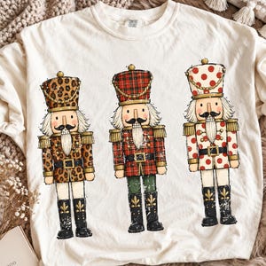 Christmas Nutcracker Png, Leopard Nutcracker, Plaid Soldier, Polka Dot Christmas, Retro Holiday Shirt Design, Xmas Sublimation DTF Clipart