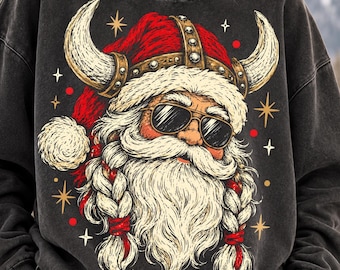 Viking Santa Png, Christmas Santa with Horned Helmet and Sunglasses, Retro Christmas Png, Funny Christmas Shirt Sublimation