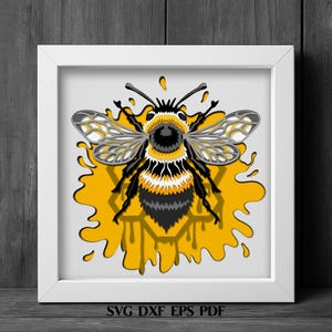 Scatola a forma di ape in formato SVG, ape bombo in formato SVG a strati, modello di taglio carta a 11 strati, decorazione murale a nido d'ape, file di taglio laser Glowforge Cricut
