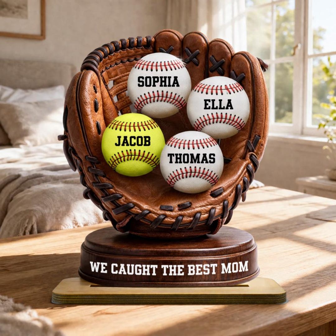Personalized Baseball Glove Wooden Standee, Custom Mom Gift Birthday ...