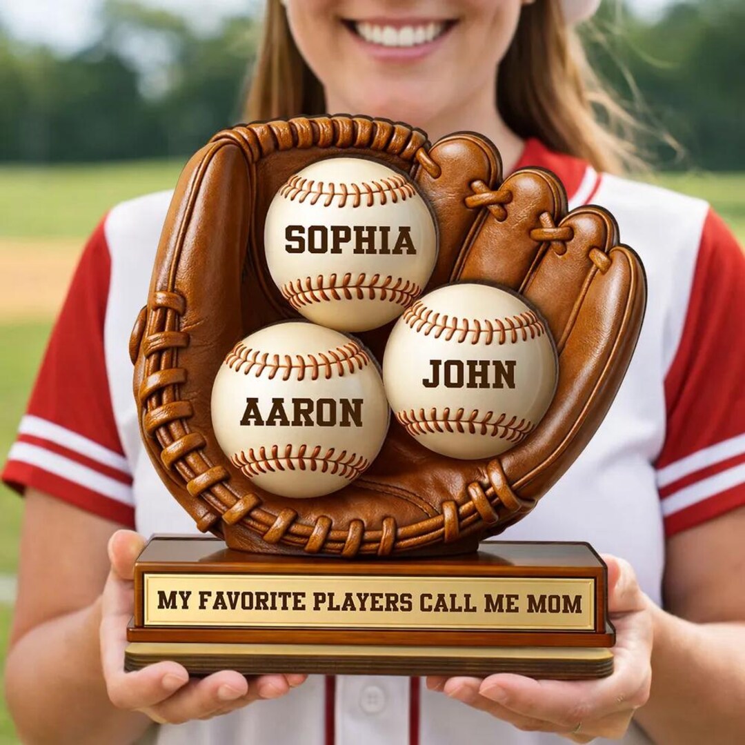 Personalized Baseball Glove Wooden Standee, My Favorite Players Call Me ...