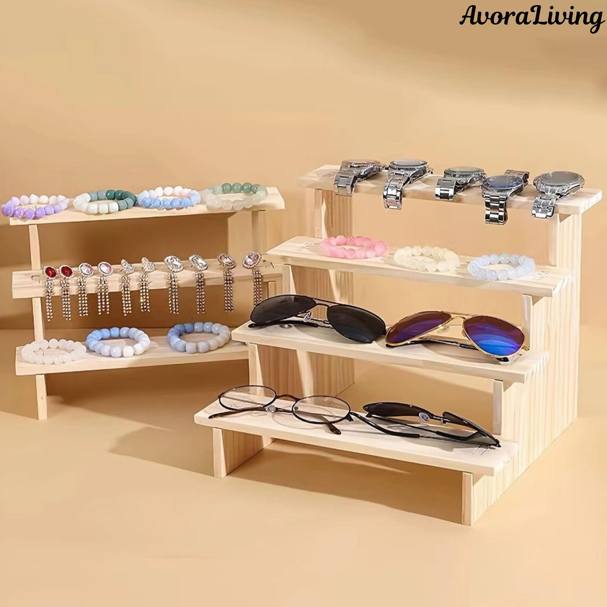3-tier Wooden Display Stand, Tiered Riser Shelf for Perfume, Candles ...