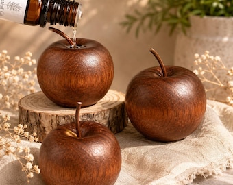 Minimalist Wooden Apple Diffuser, Walnut Essential Oil Diffuser, Aromatherapy Desk Decor, Zen Home Fragrance Gift, Small Desk Oil Diffuser