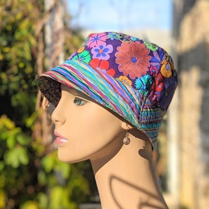 Women's Chemo Hat, Cancer Hat, Size Info in 3rd/4th Photo, Collection of Designer Kaffe Fassett Soft Pre-Washed Cotton Fabrics USA image 5