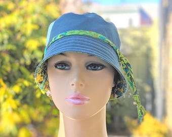 Women's Cancer Hat, Organic Cotton & Kaffe Fassett Soft Cotton, Size Chart in Pics