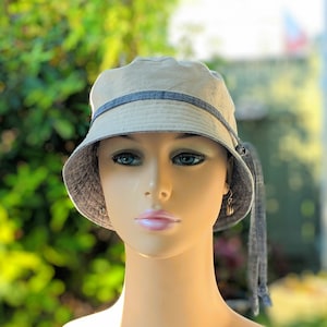 Cancer Hats, Women&#39;s Chemo Hat, Size Chart in 3rd/4th Photos, Ash Organic Cotton/Blue Cotton Reverse, Handmade in USA, Visit Shop: hedART