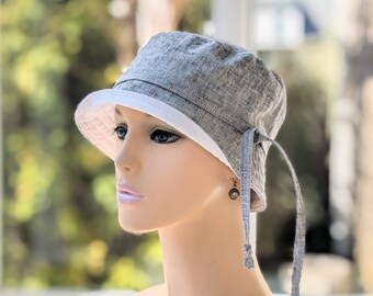 Women's Cancer Hat, Women's Chemo Hat, Size Info Under 3rd/4th Photos, Soft Light Weight Summer Hat, Detachable Hat Tie, Handmade in the USA