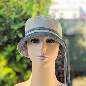 Women's Chemo Hats, Cancer Hats, Chemo Headwear, Size Info under 3rd/4th Photos, Soft Chambray Cotton/Organic Cotton Reverse , Made in USA image 6