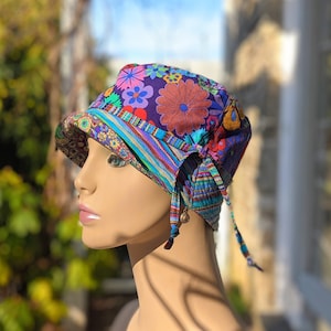 Women's Chemo Hat, Cancer Hat, Size Info in 3rd/4th Photo, Collection of Designer Kaffe Fassett Soft Pre-Washed Cotton Fabrics USA image 1
