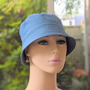 Women&#39;s Chemo Hats, Cancer Hats, Size Info in 3rd/4th Photos, Soft Dusty Blue Organic Cotton , Handmade in the USA, Visit Shop: hedART