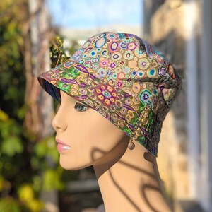 Women's Chemo Hat, Cancer Hat, Size Info in 3rd/4th Photo, Collection of Designer Kaffe Fassett Soft Pre-Washed Cotton Fabrics USA image 2
