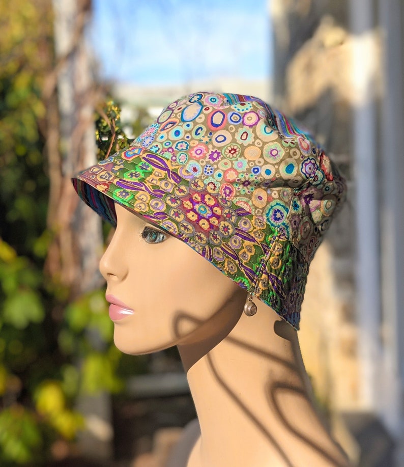 Women's Chemo Hat, Cancer Hat, Size Info in 3rd/4th Photo, Collection of Designer Kaffe Fassett Soft Pre-Washed Cotton Fabrics USA image 2