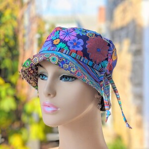 Women's Chemo Hat, Cancer Hat, Size Info in 3rd/4th Photo, Collection of Designer Kaffe Fassett Soft Pre-Washed Cotton Fabrics USA image 7