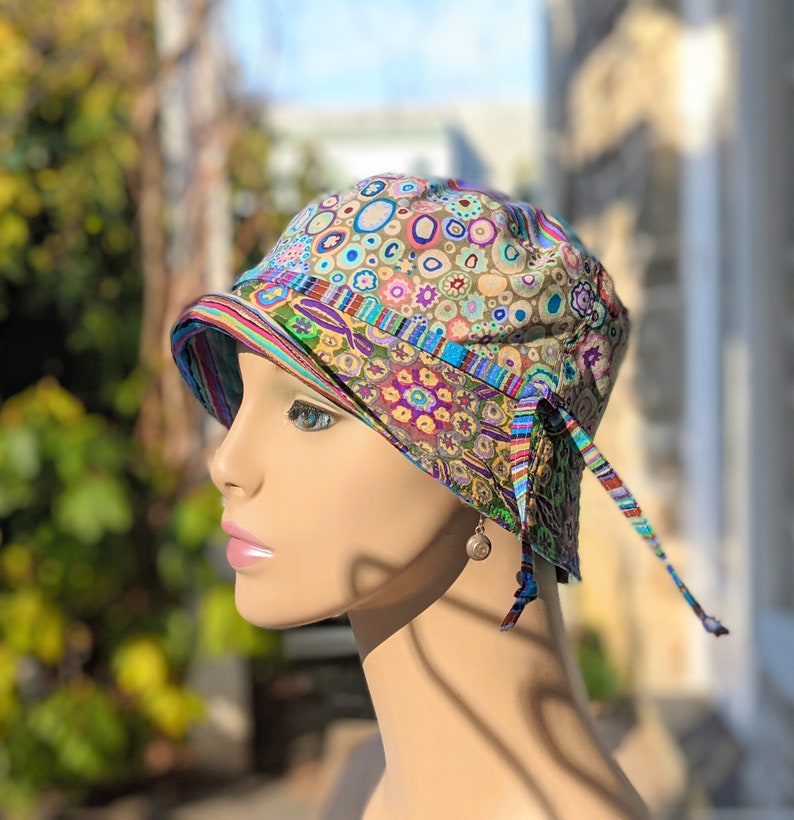 Women's Chemo Hat, Cancer Hat, Size Info in 3rd/4th Photo, Collection of Designer Kaffe Fassett Soft Pre-Washed Cotton Fabrics USA image 6