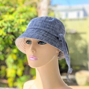 Women's Chemo Hats, Cancer Hats, Chemo Headwear, Size Info under 3rd/4th Photos, Soft Chambray Cotton/Organic Cotton Reverse , Made in USA image 5