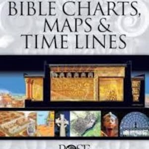May include: The cover of "Rose Book of Bible Charts, Maps & Time Lines" features a detailed illustration of a biblical structure. The title is displayed in large, bold font above the image. The book's title and publisher's name are visible.