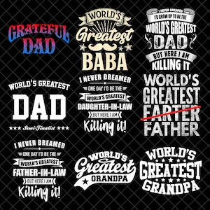 Paquete PNG del mejor papá del mundo, sublimación de abuelo y suegro, frases divertidas para el Día del Padre, diseños familiares