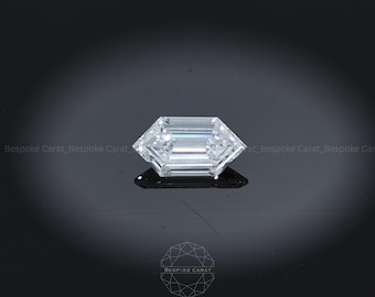 Diamante cultivado en laboratorio con talla hexagonal alargada / Diamante certificado con forma personalizada / Opción ética y sostenible