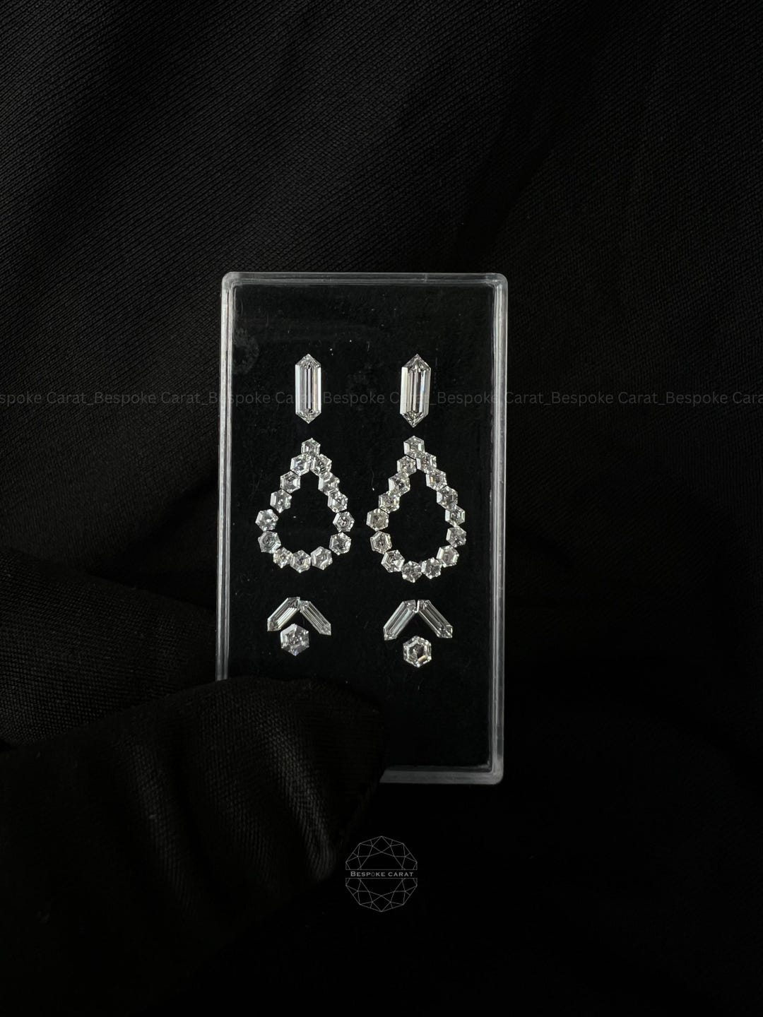 Hexagon Outline Drop Earring Layout | Elongated Hexagon Lab Grown ...