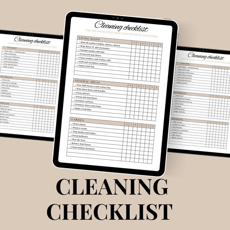 Editable Cleaning Checklist Planner - Etsy Canada