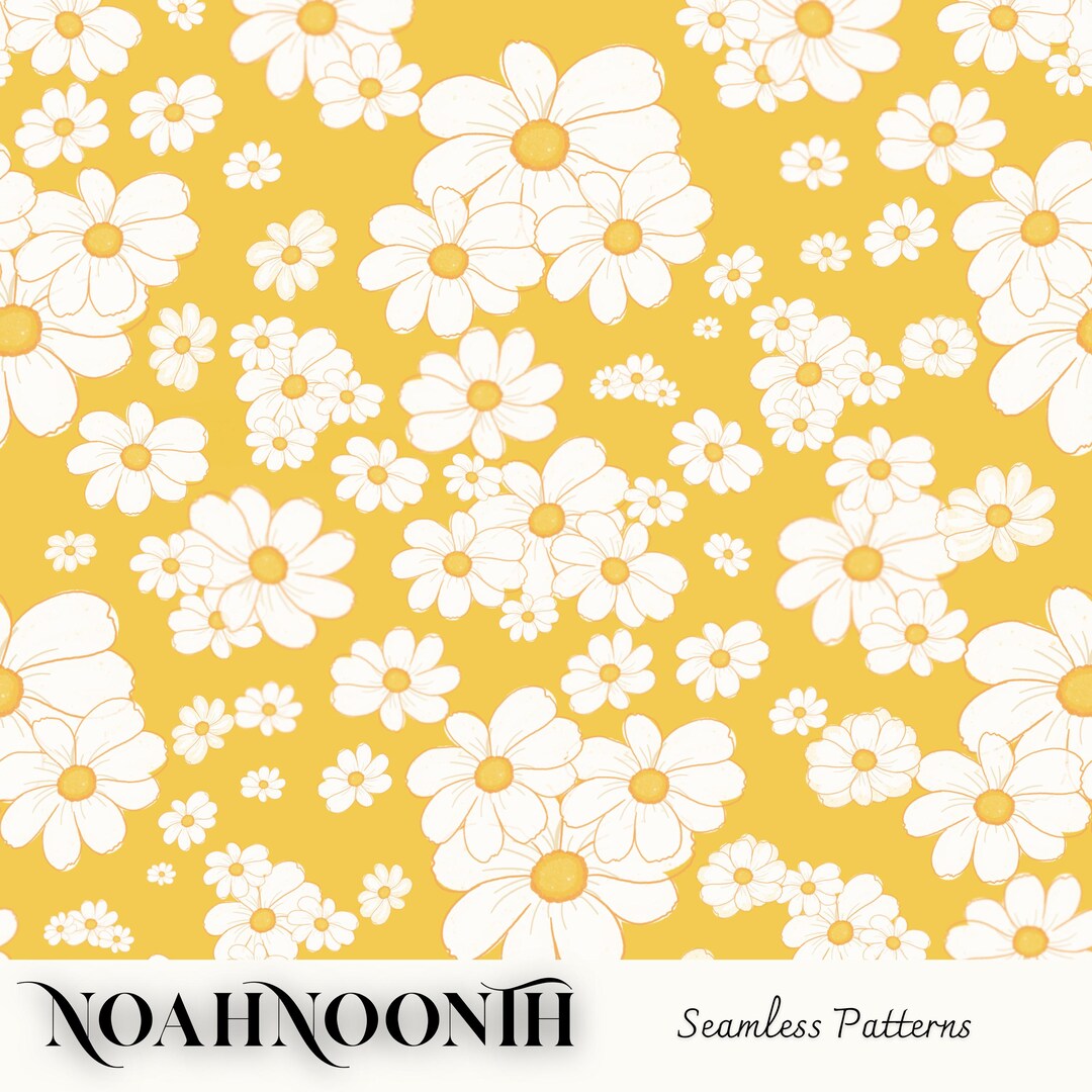 Daisy Flowers Seamless Pattern | Cute Flower Digital File | PNG - Etsy