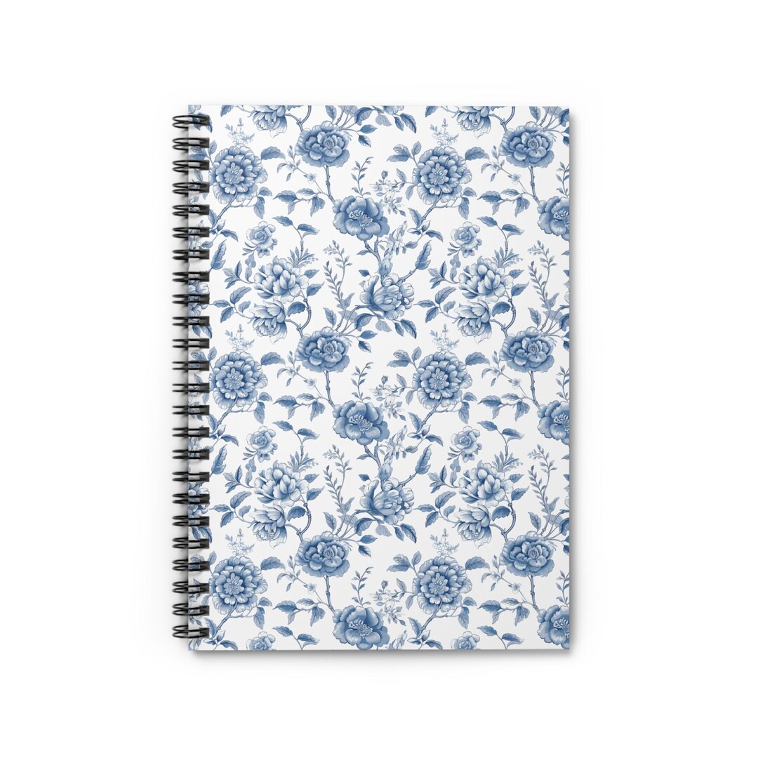 Blue Peony Floral Pattern Spiral Notebook | Ruled Journal - Etsy