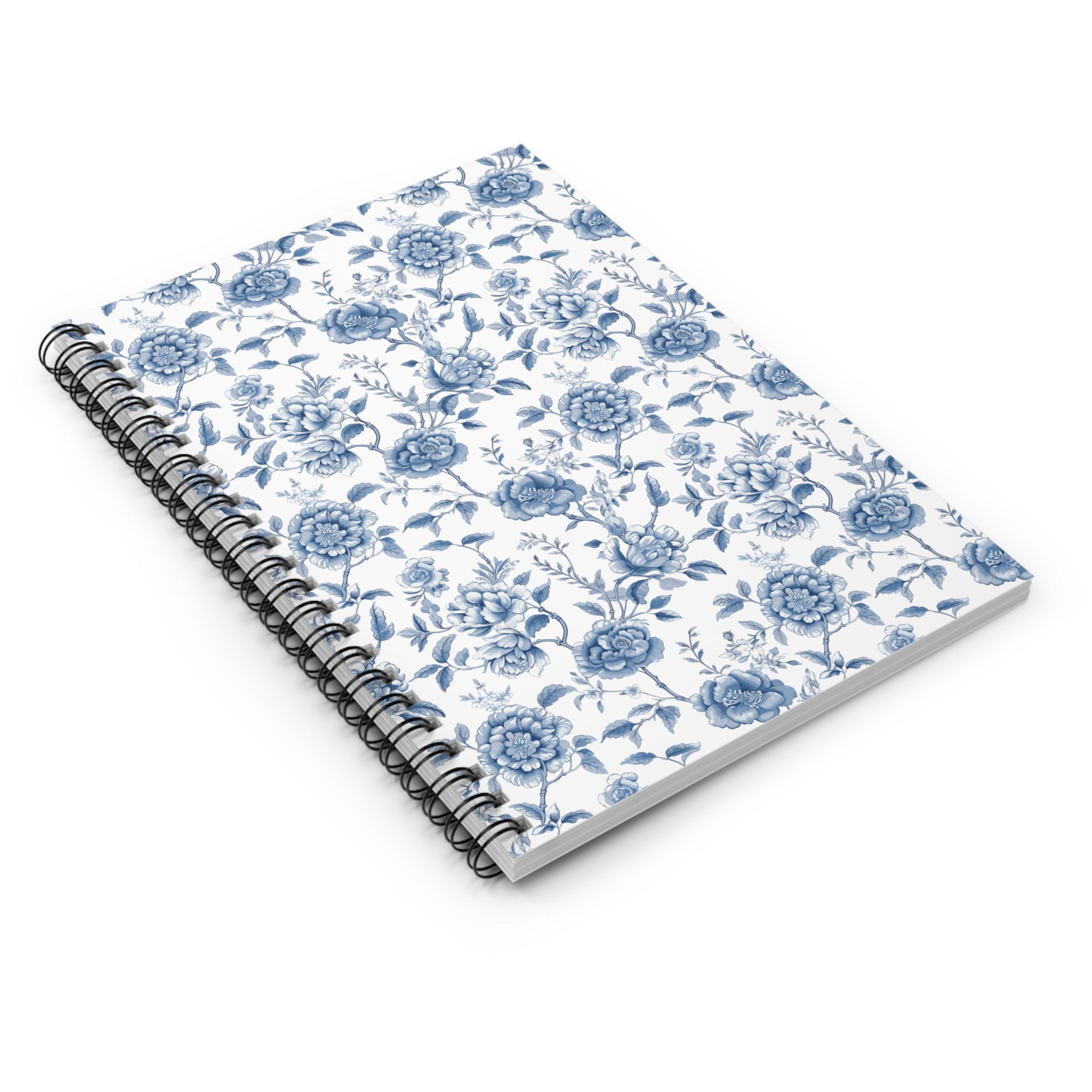 Blue Peony Floral Pattern Spiral Notebook | Ruled Journal - Etsy