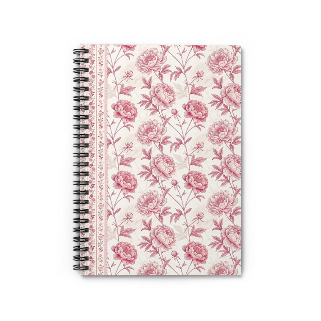 Vintage Peony Spiral Notebook | Floral Ruled Journal - Etsy