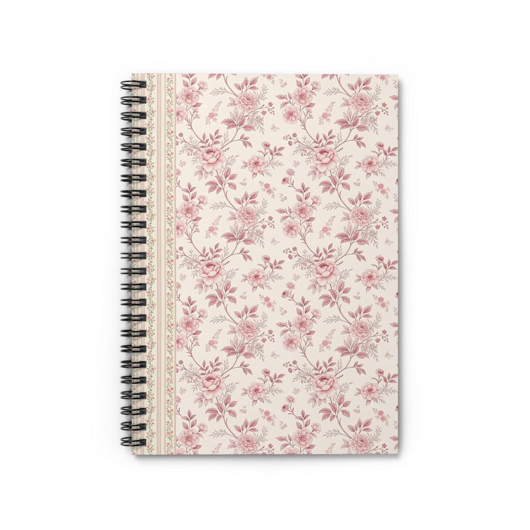 Vintage Pink Floral Spiral Notebook | Ruled Journal - Etsy