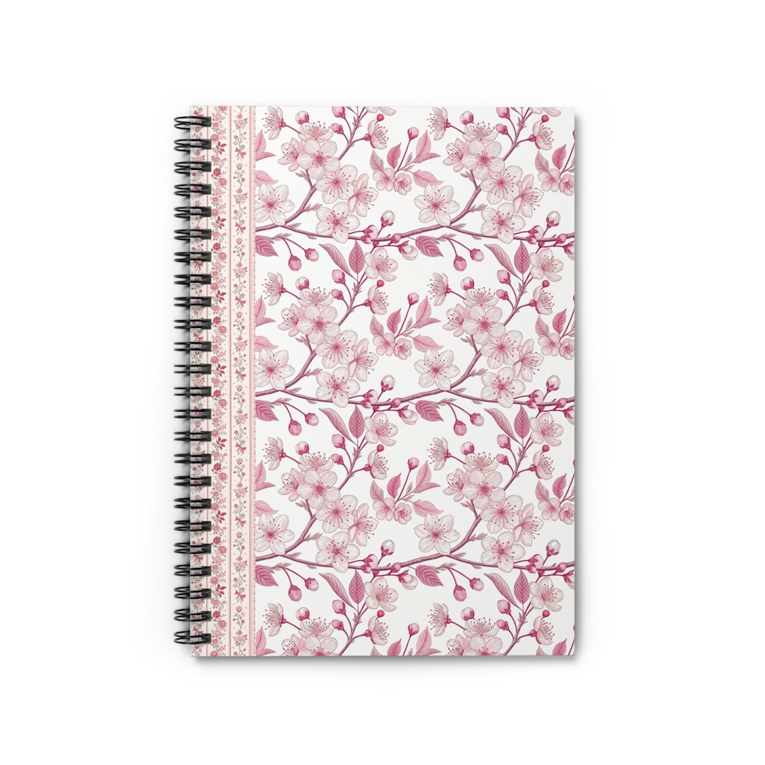 Pink Cherry Blossom Floral Spiral Notebook | Ruled Journal - Etsy