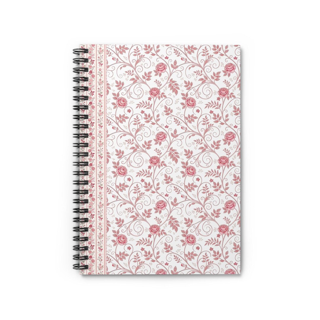 Vintage Pink Floral Pattern Spiral Notebook | Ruled Journal - Etsy