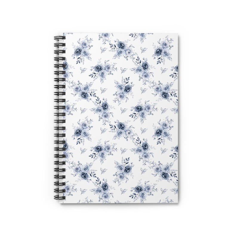 Blue Watercolor Floral Spiral Notebook | Ruled Journal - Etsy