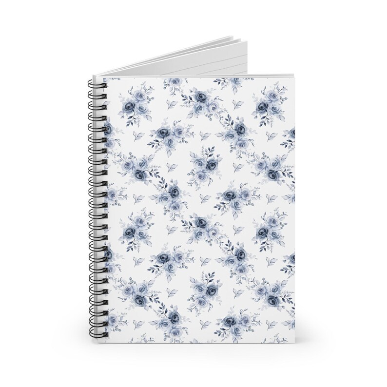 Blue Watercolor Floral Spiral Notebook | Ruled Journal - Etsy