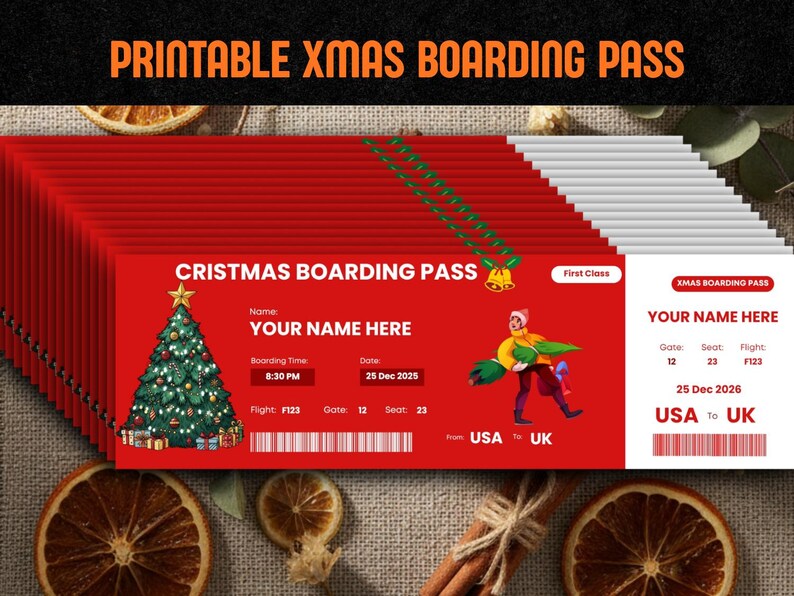 Personalized Christmas Boarding Pass | Holiday Trip Reveal (digital ...