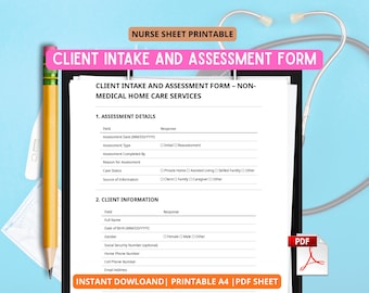 Home Care Client Intake Form | Non-Medical Assessment (Printable PDF)