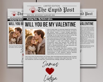 Modello di giornale di San Valentino personalizzato / Regalo Canva modificabile (download digitale)