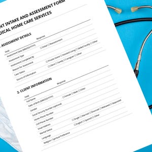 Home Care Client Intake Form | Non-medical Assessment (printable PDF ...