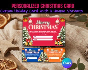 Biglietto di Natale personalizzato / Modello Canva modificabile (download digitale)