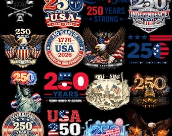 Pacchetto di clipart per il 250° anniversario del Giorno dell'Indipendenza degli Stati Uniti (PNG e SVG) - Design per maglietta