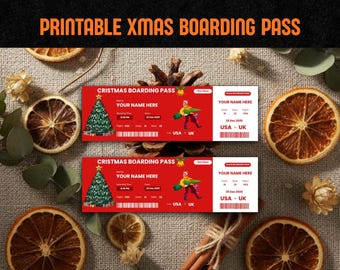 Carta d'imbarco di Natale personalizzata / Presentazione del viaggio festivo (download digitale)