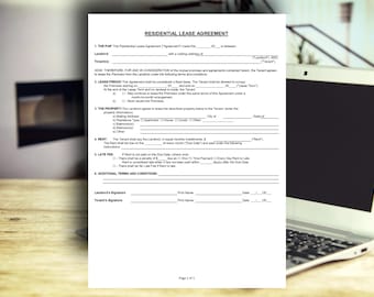 Modello di contratto di locazione modificabile / Contratto di locazione semplice di una pagina / Contratto di locazione residenziale / PDF e Word