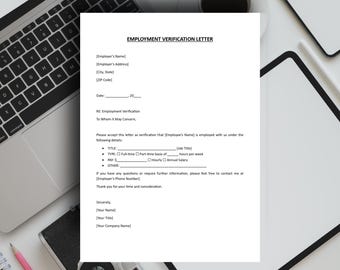 Modello di lettera di verifica dell'occupazione modificabile / MS Word, Google Docs