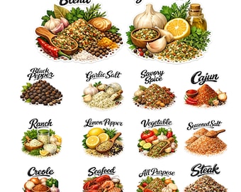 Etichette minimaliste per barattoli di spezie / Cucina moderna PNG SVG (download digitale)