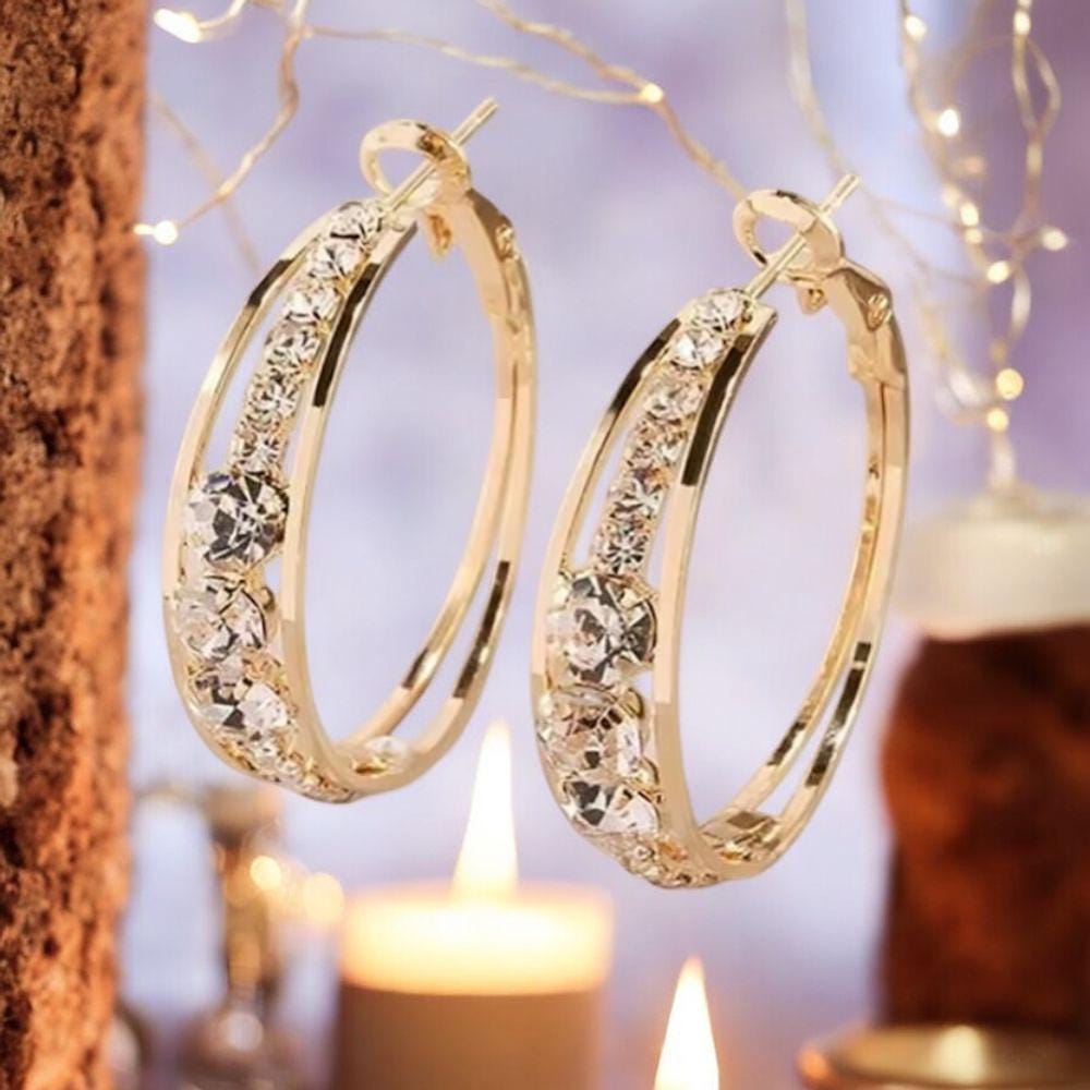 1 Paio di orecchini pendenti eleganti di lusso con cristalli e strass a