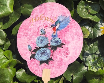 Handrunder Fächer | Von Künstlern entworfener dekorativer Fächer | Personalisierter Fächer für Hochzeit, Party, Sommergeschenk & Wohnkultur